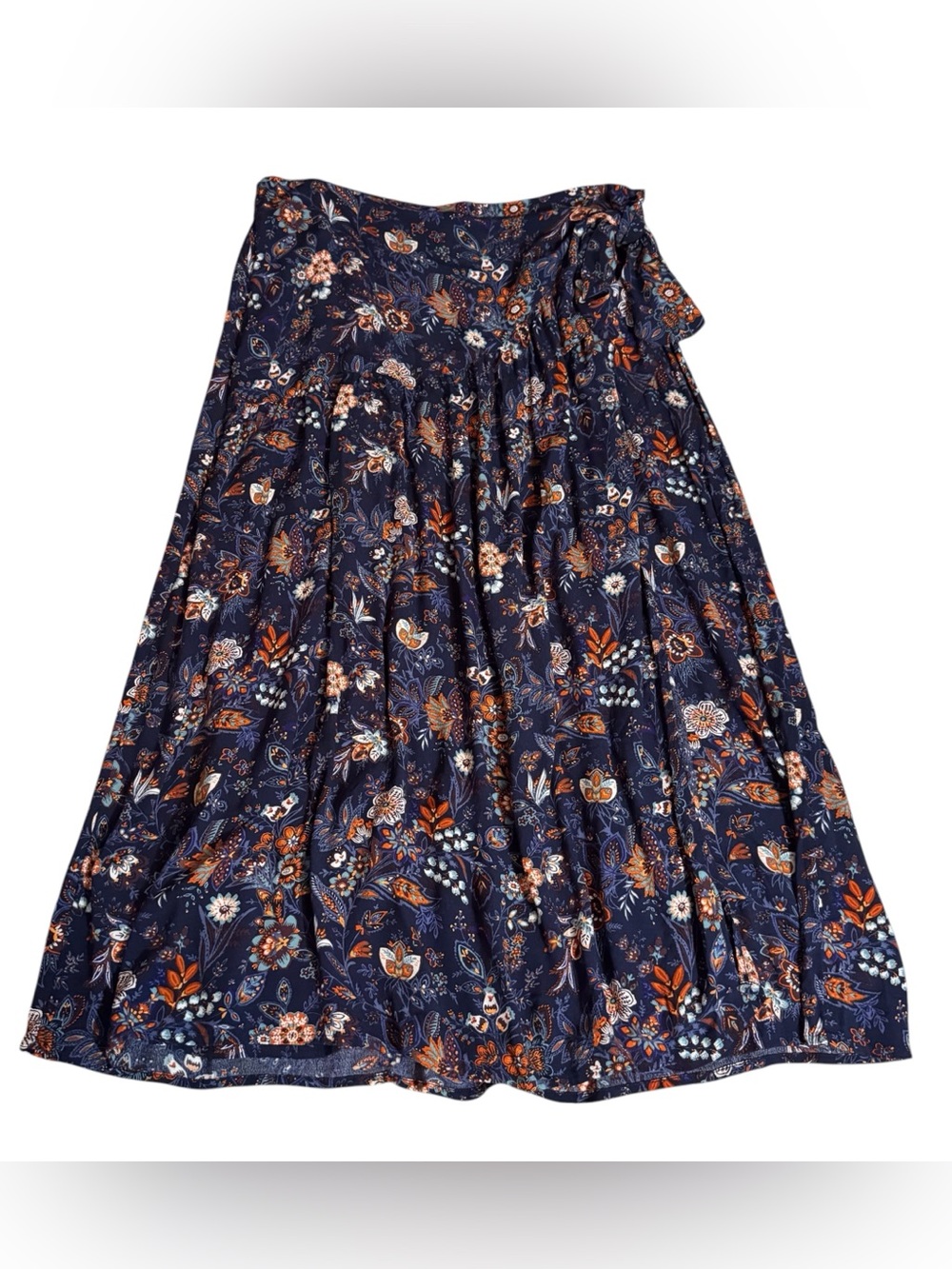 Ann Taylor Loft Size 12 Petite Floral Maxi Wrap Skirt Rayon Boho Cottagecore